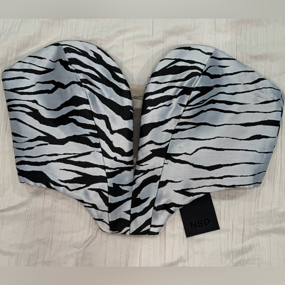 NWT NBD Silver/Black Zebra Corset Top